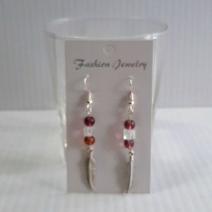 Hand Crafted EarringsPierced Plum w/Feather Charm